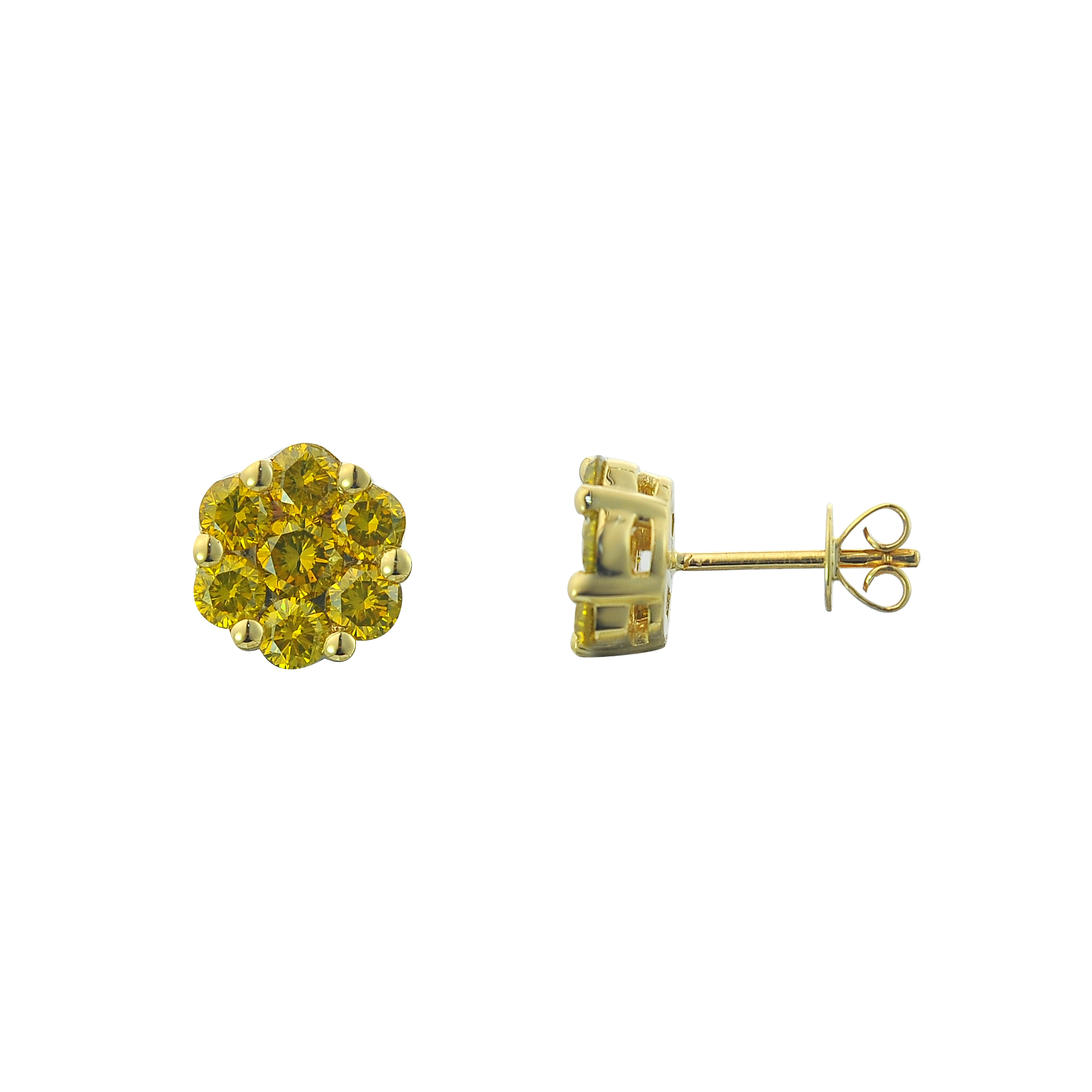 Canary Diamond Earrings 1.52 ct. 10K Yellow Gold 2.20 g